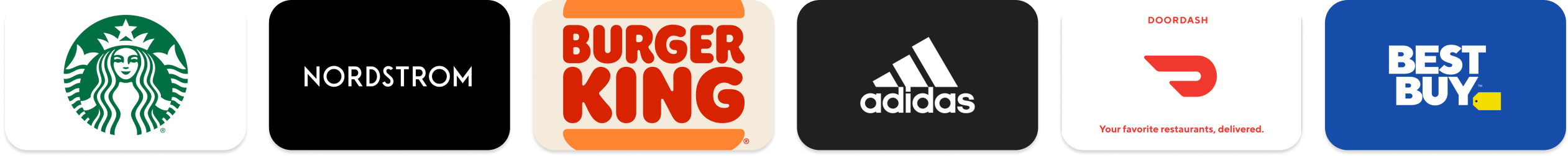 Leading brand gift cards